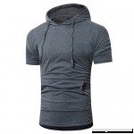 MISYAA Hoodies for Men Short Sleeve Hooded Muscle Shirt Solid Activewear Masculinous Sweatshirt Sport Outwear Mens Tops Dark Gray B07NCTCCB4